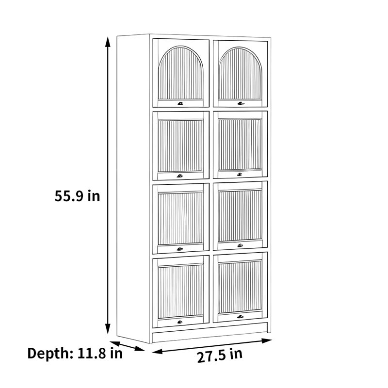 Ashly, (4 Shelves) 55.9"H x 27.5"W x 11.8"D