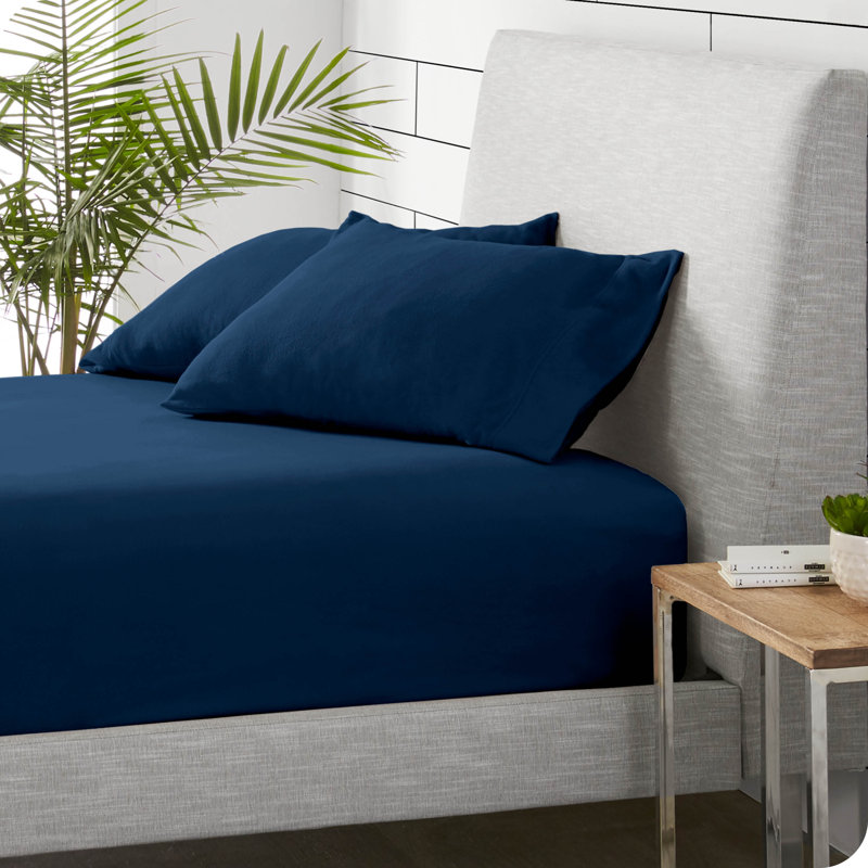 King Size Dark Blue Microfiber Fleece Deep Pocket Fitted Sheet