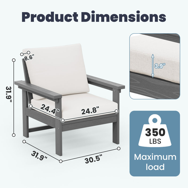 HDPE 2-Person Conversation Set, Gray, White
