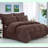 Chocolate SilkEase Wrinkle-Free Stripe Bed Set - 8pc Full/Queen Comforter Ensemble - Luxe Softness, Easy Care - Bed-in-a-Bag