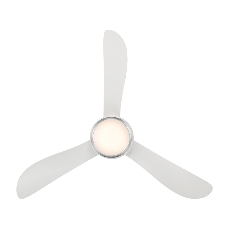 Corona 3 - Blade Outdoor/Indoor Smart Flush Mount Ceiling Fan with Remote Control and Dimmable LED Light Kit Included , 44"
