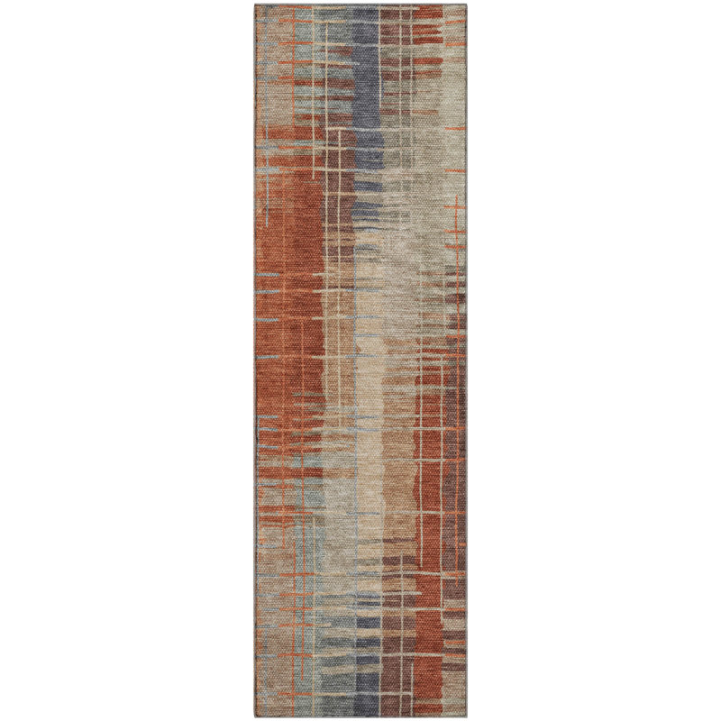 Premium Machine Washable Mayfield AMF2261 Striped Rug, 2'3" x 7'6" Runner, Khaki
