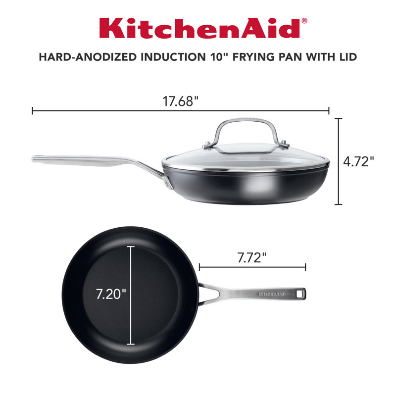 KitchenAid Hard Anodized Induction Nonstick Frying Pan / Skillet with Lid, 10" W