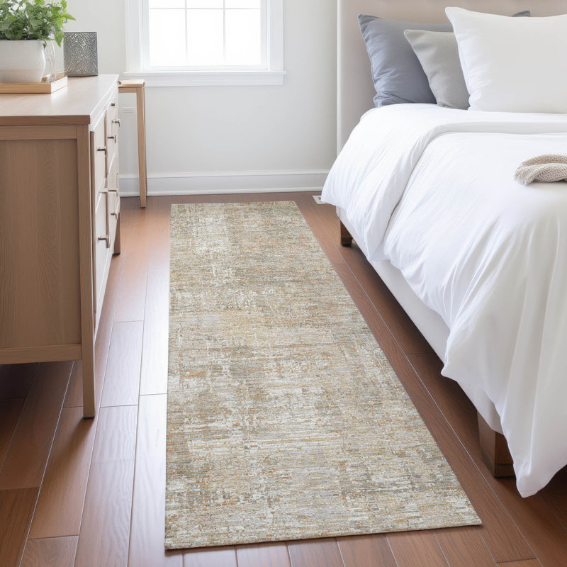 Machine Washable Indoor/Outdoor Chantille ACN2693 Abstract Rug, 2'3" x 7'6" Runner, Ivory