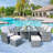 Guynn 10 - Person Wicker Patio Dining Set with Rectangular Table , Cushions Included-1707732822