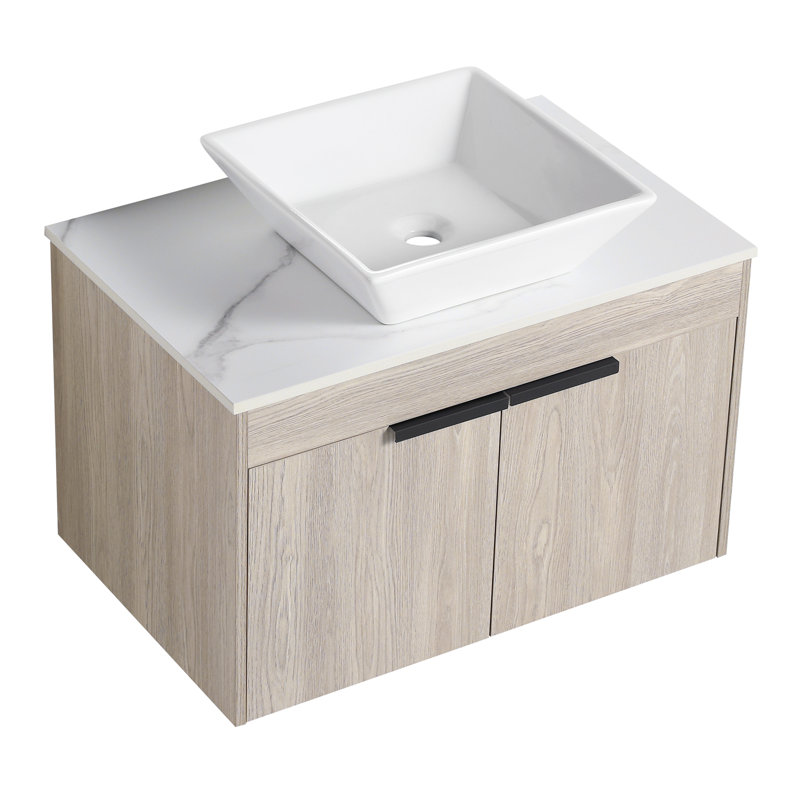 Ensemble de meuble-lavabo mural 30 po avec lavabo en céramique Modern Design