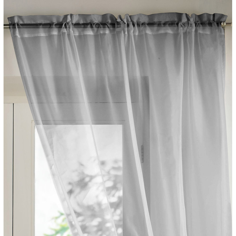 Billerica Sheer Curtain Single Panel, 145 W x 137 D cm, Silver