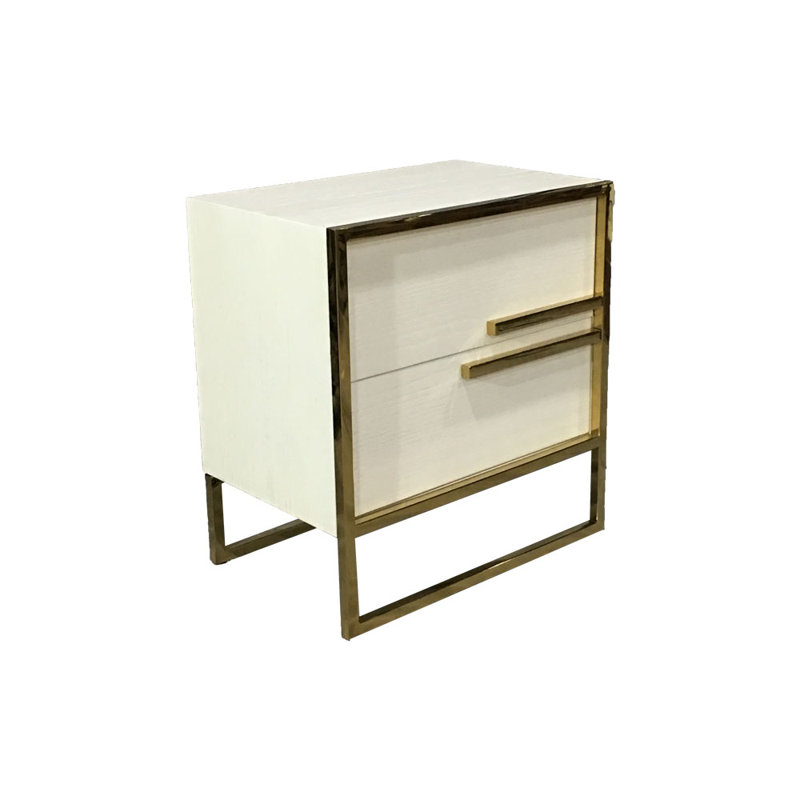 Alwaleed 58cm W Stainless Steel Bedside Table, Left Orientation, Cream