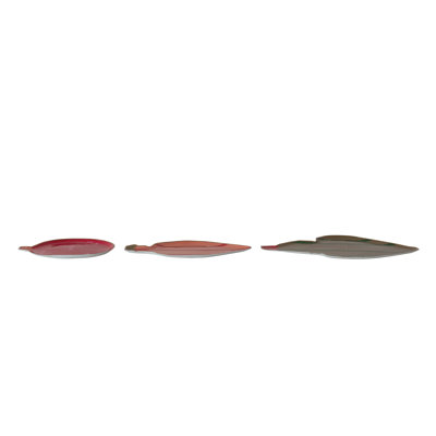Enameled Metal Ornament Shaped Trays With Gold Edges