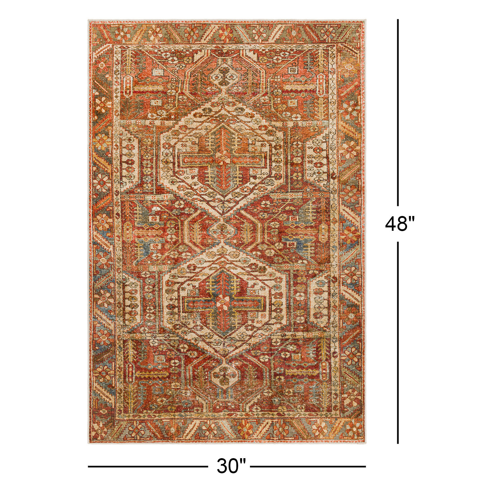 Mags Machine Washable Oriental Rug, Rectangle 2'6" x 4'