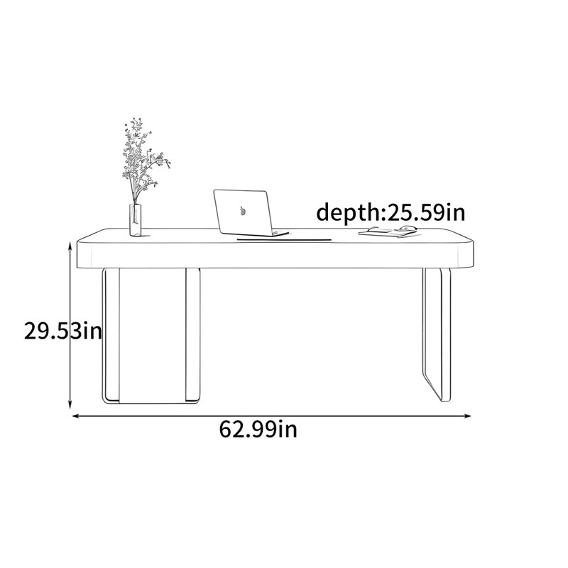 Bureau de maison moderne, H 29,53 po x l 62,99 po x P 25,59 po