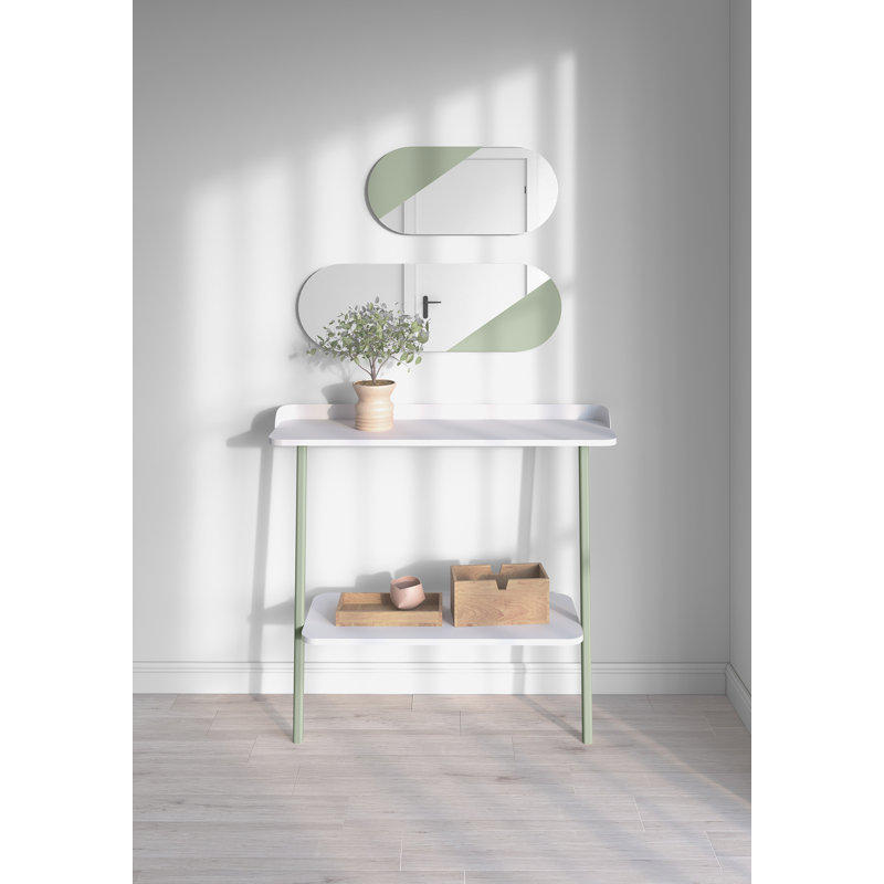 Ahmednur 111cm Console Table, White, Green