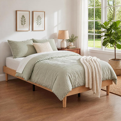Structure de lit plateforme en bois avec lattes en bois, aucun sommier requis, capacité de poids de 800 lb