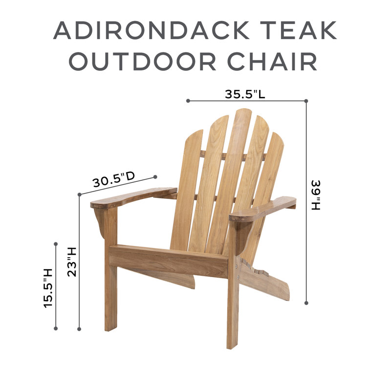 Chaise Adirondack d'extérieur en teck massif Cairina