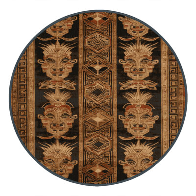 Machine Washable Art Deco Black Area Rug