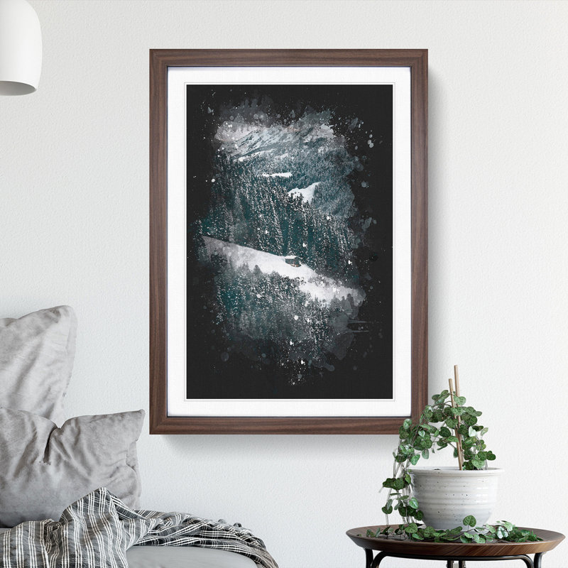 Winter Forest Vol.10 Paint Splash - Picture Frame Graphic Art, 90cm H x 65cm W x 2cm D, Walnut