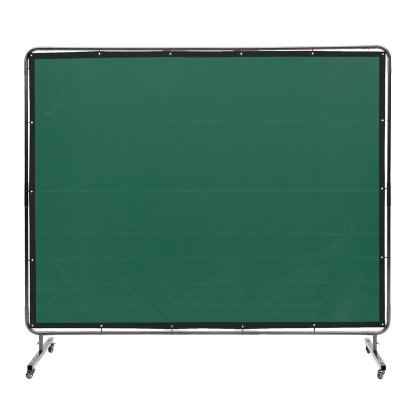 Welding Screen with Frame, Welding Curtain Screen, Flame-Resistant Vinyl Welding Protection Screen, Green