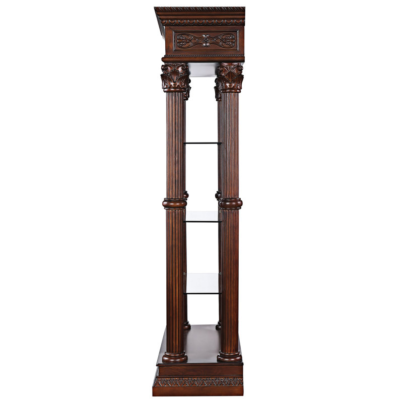 Corinthian Grand 78" Hardwood Curio Bookcase with Adjustable Glass Shelves