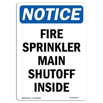 Fire Sprinkler Main Shutoff Inside Sign