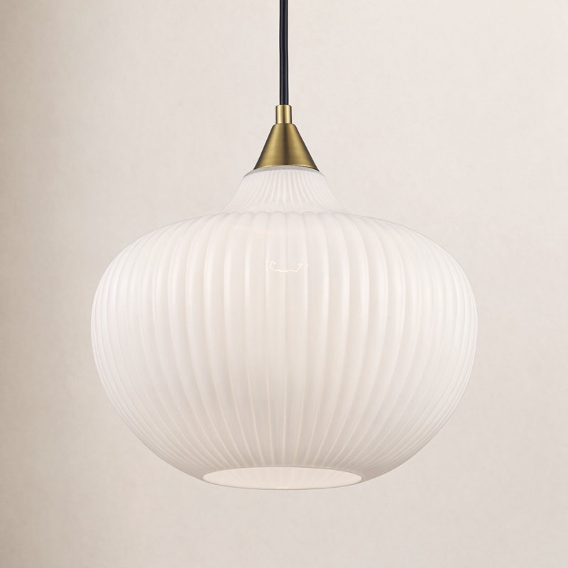 Collina 1-Light Dimmable Globe Glass Pendant, Antique Gold