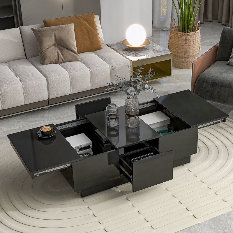 Coffee Table With 2 Large Hidden Storage Compartment, Black