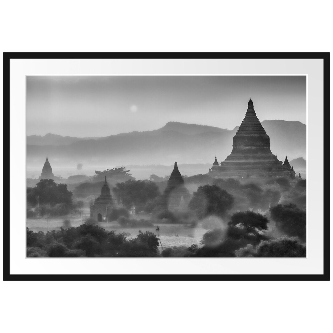 Gerahmtes Poster Buddha Tempel im Sonnenuntergang