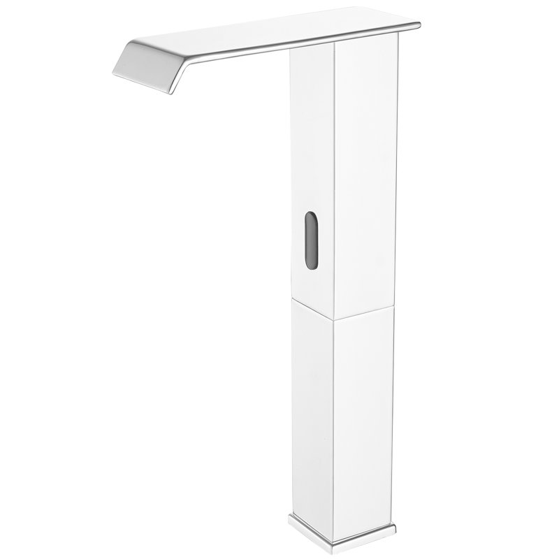 Robinet de lavabo vasque automatique sans contact à capteur à cuve haute avec bonde escamotable en chrome poli