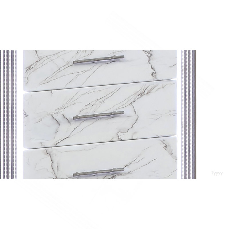 Desire Chest – Marble-Patterned Drawers With LED Side Panels And Metallic Trim For Spacious, Stylish Bedroom Organization