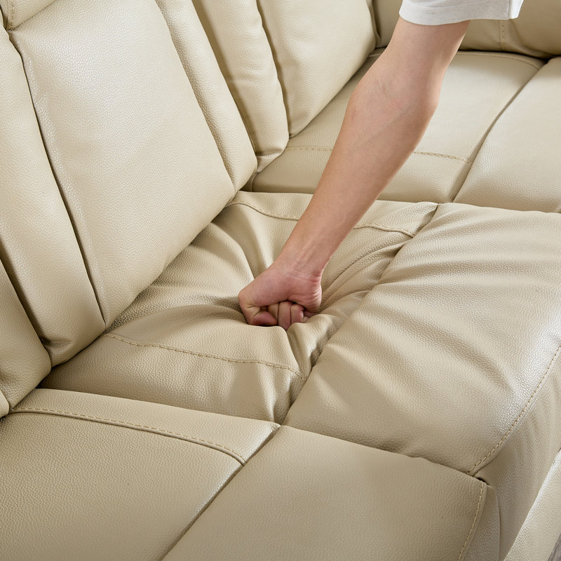 Faux Leather Recliner, Beige Faux Leather