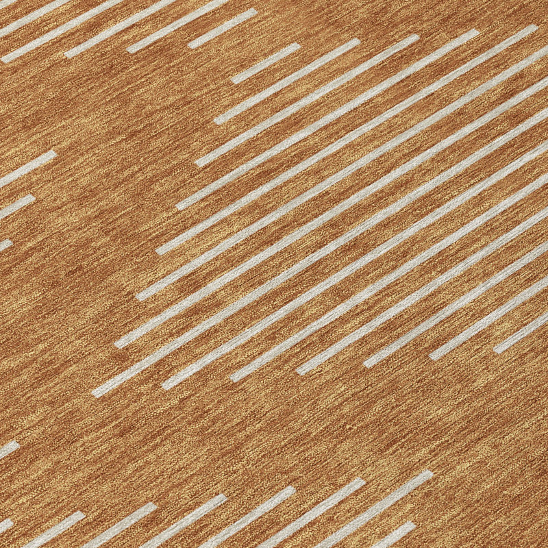 Paprika and Beige Synthetic Washable Rectangular Rug
