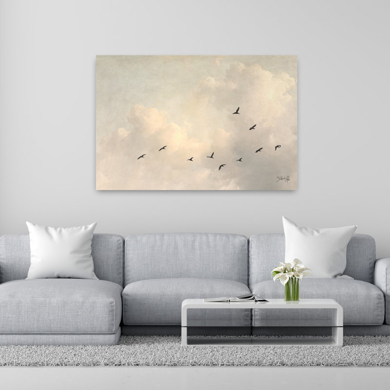 En vol, oiseau abstrait contemporain, art naturel, H 40 po x l 60 po