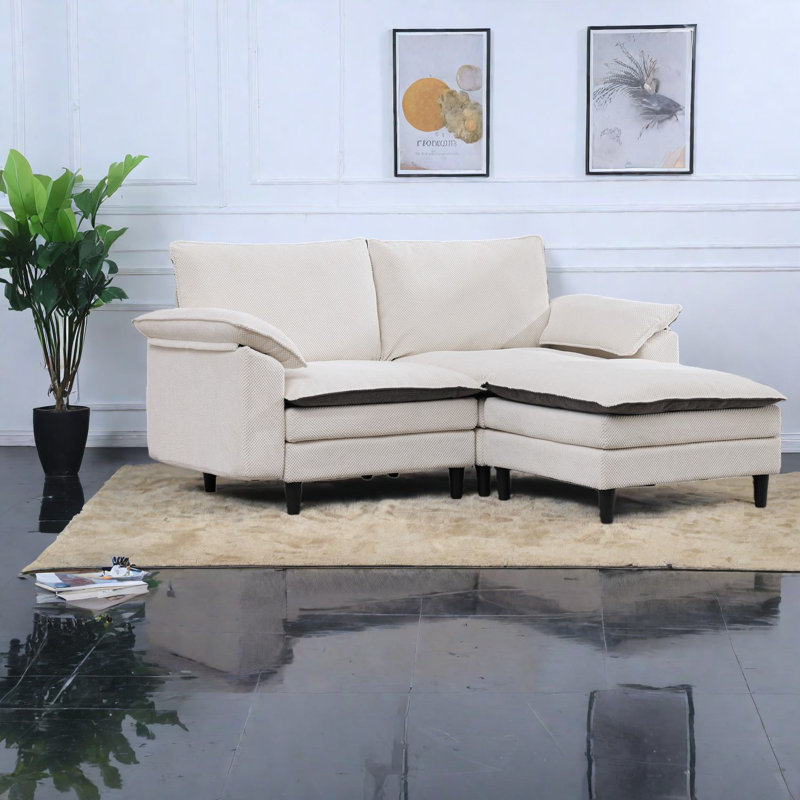 Canapé modulaire profond en chenille avec repose-pieds