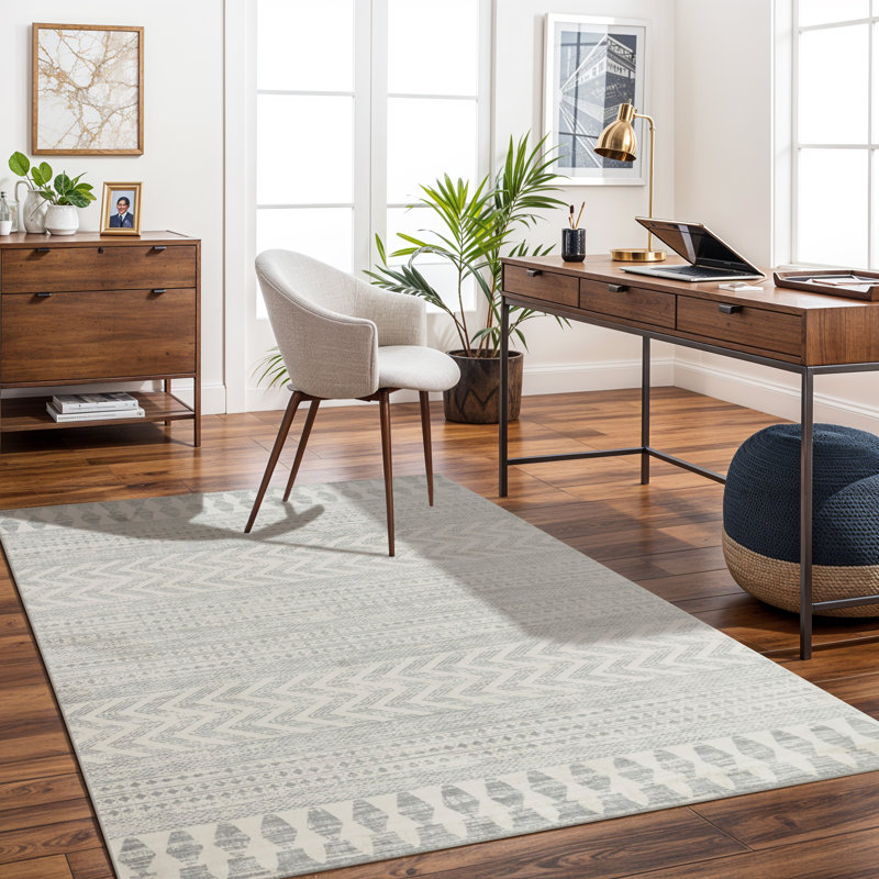 Grey/Off-White Rug, Rectangle 140 x 200cm