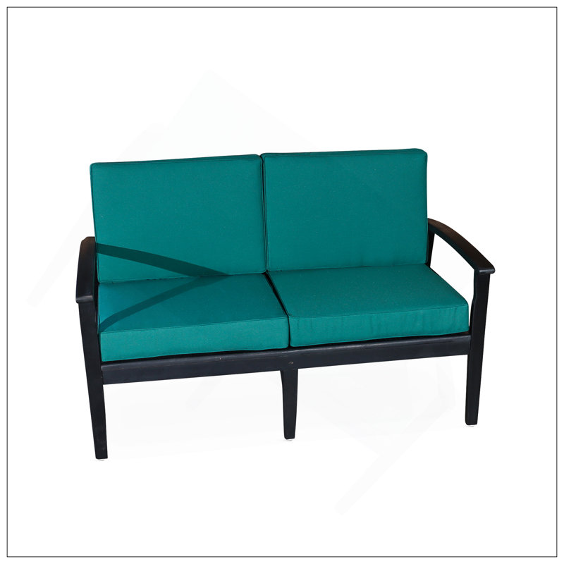 Causeuse en eucalyptus avec coussins, finition espresso, Vert, Noir