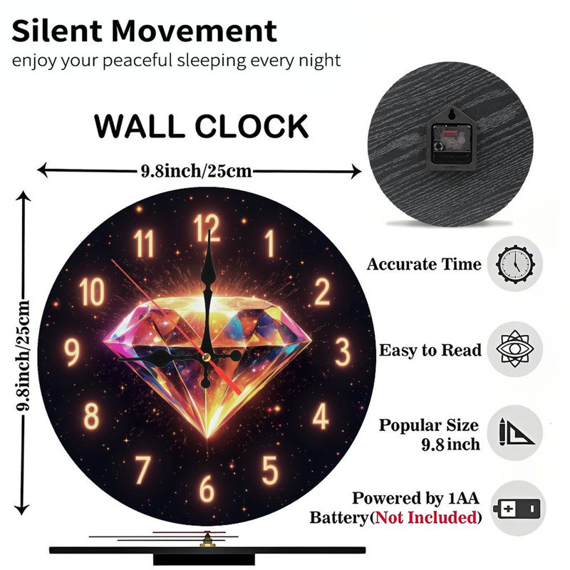 Chiffres de l'horloge à diamant brillant