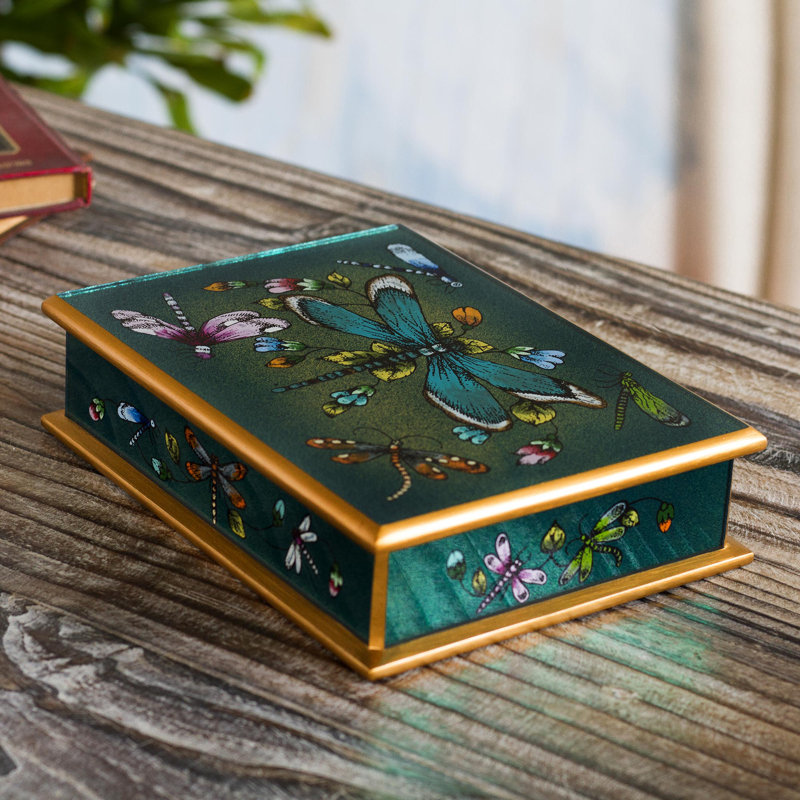 Lark Manor™ Handmade Emerald Green Dragonfly Days Decorative Box