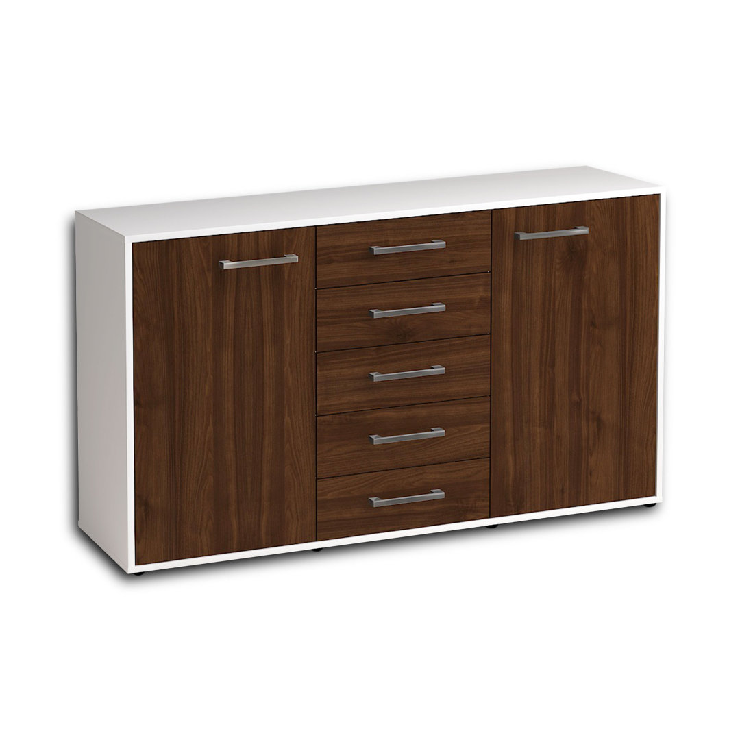 Sideboard Dorelly, Korpus Anthrazit, Front Lila (136x79x35 cm), inkl. Metallgriffe