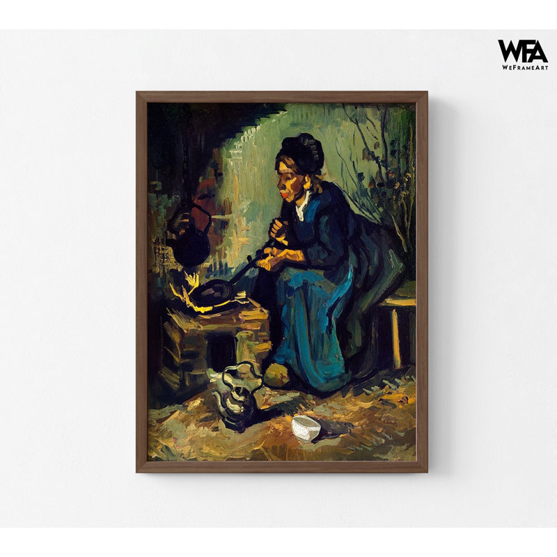 Peasant Woman Cooking By A Fireplace By Vincent Van Gogh, Woman Wall Art, Kitchen House Decor, Restaurant Wall Art, Fireplace Home Decor