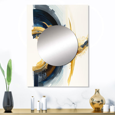 Blue And Gold Swirl Abstract III - Modern Mirror Wall Decor MTMIR56736