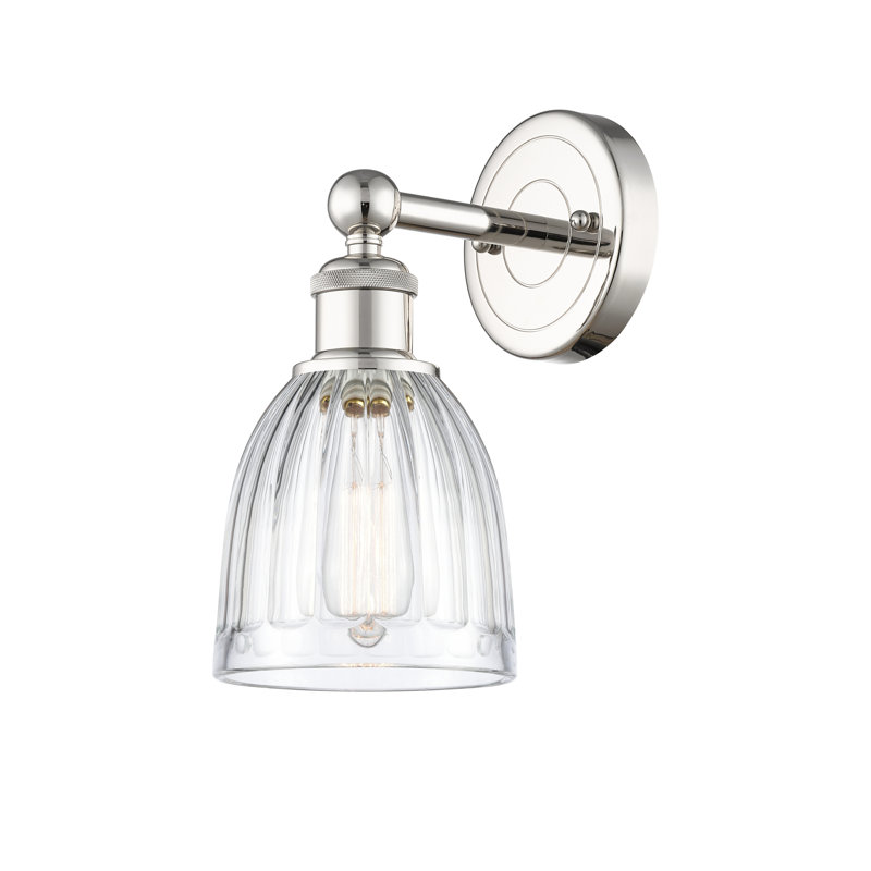 Caroleen Armed Sconce, Clear, Polished Nickel
