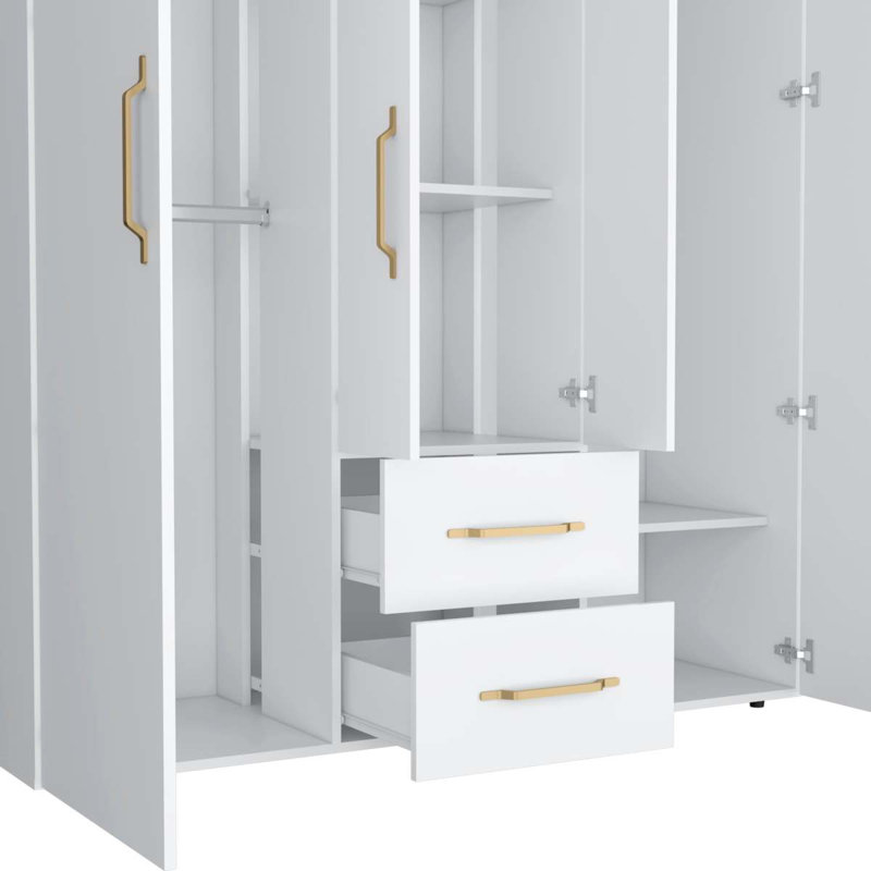 White All-In-One 2-Door Armoire