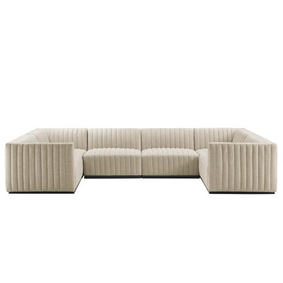 Modway Conjure Channel Tufted Upholstered 6-Piece U-Shaped Sectional