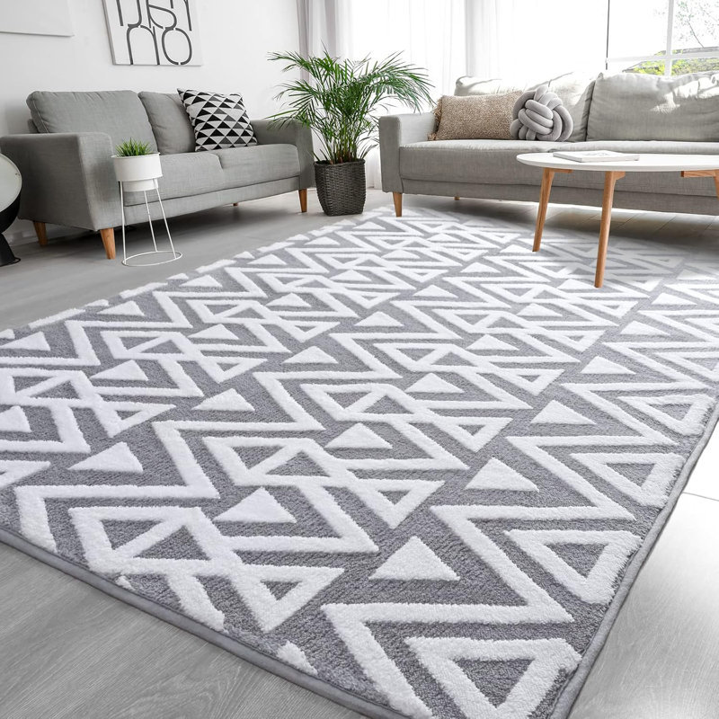 Ultra-Soft Plush Memory Foam Rug Luxury Geometric Textured Area Rug