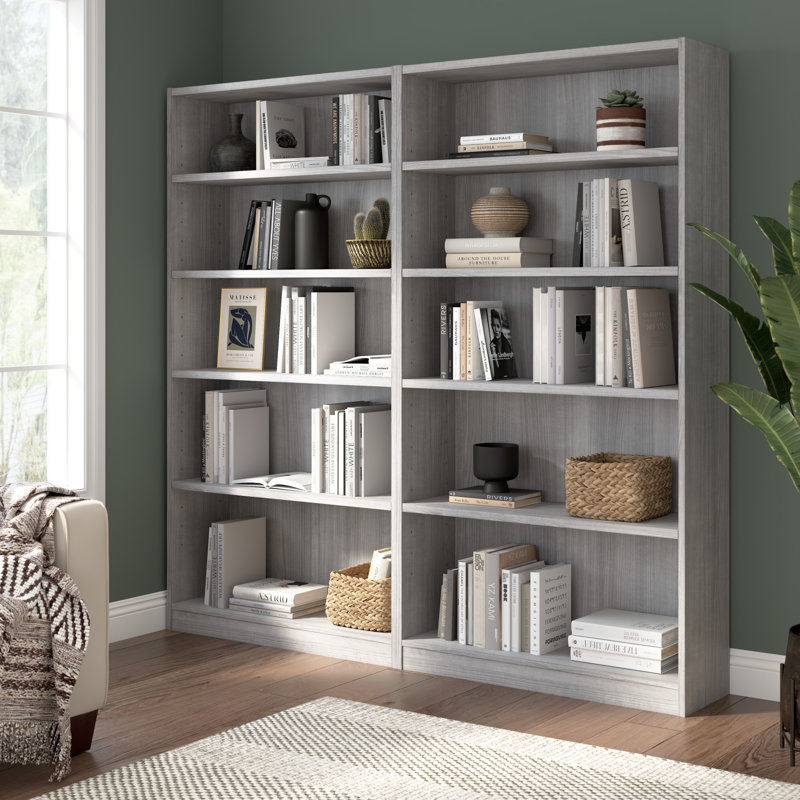 Doyno 71.46" H Manufactured Wood Standard Bookcase, Platinum Gray