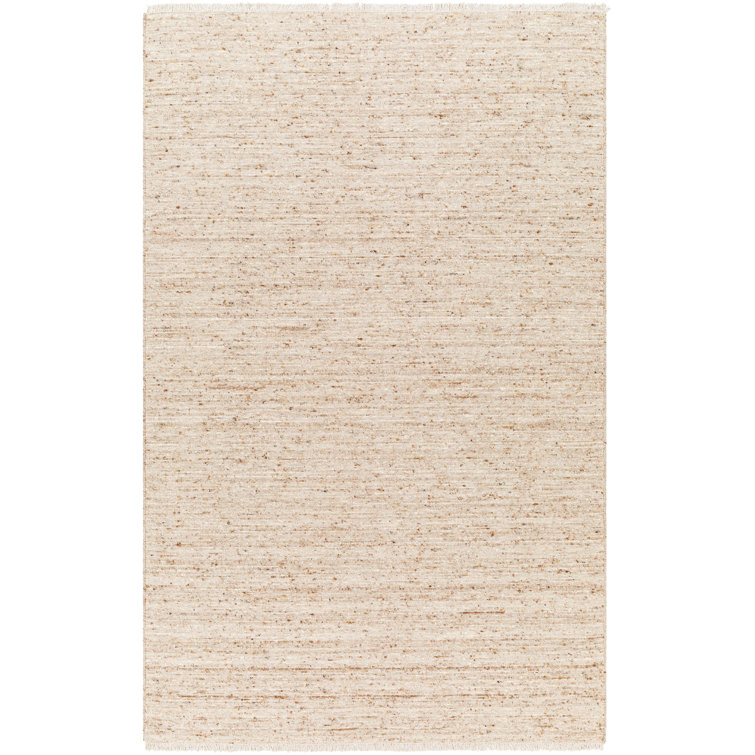 Gros Solid Color Hand Loomed Wool Area Rug in Beige