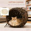 Ensemble de maison pour chat avec feuille de bananier tressé tissé à la main avec coussin, lit pour chat tissé