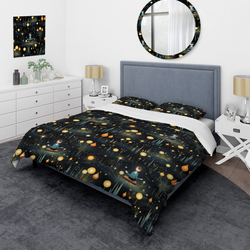 Stiliana Mindful Contemplation Mediation - Ensemble de housse de couette abstrait - Microfibre de polyester