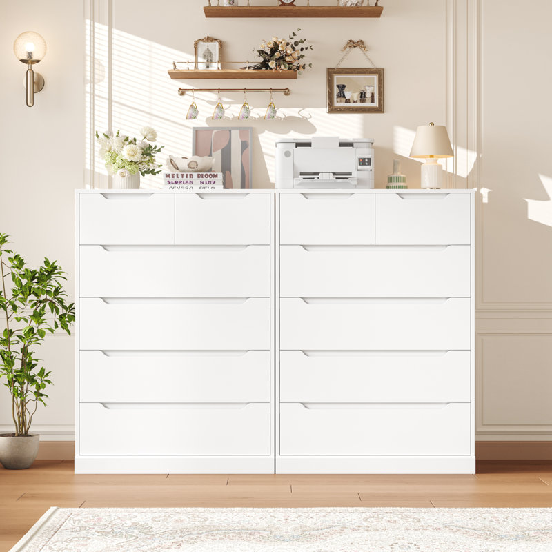 27.6 " W 6 - Drawer Dresser, White