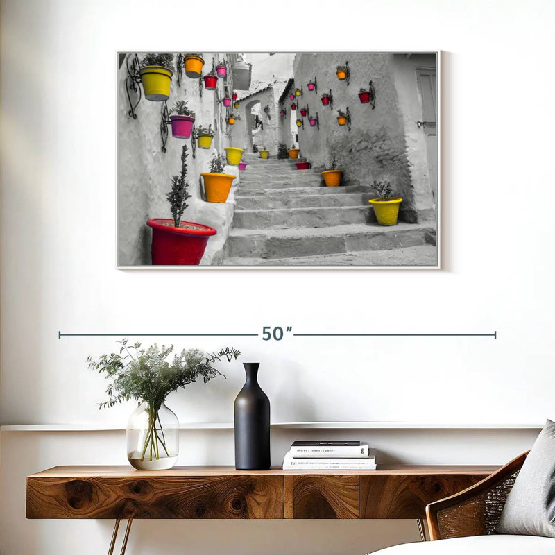 Escalier marocain Pop, Cadre flottant blanc, 37 po x 25 po