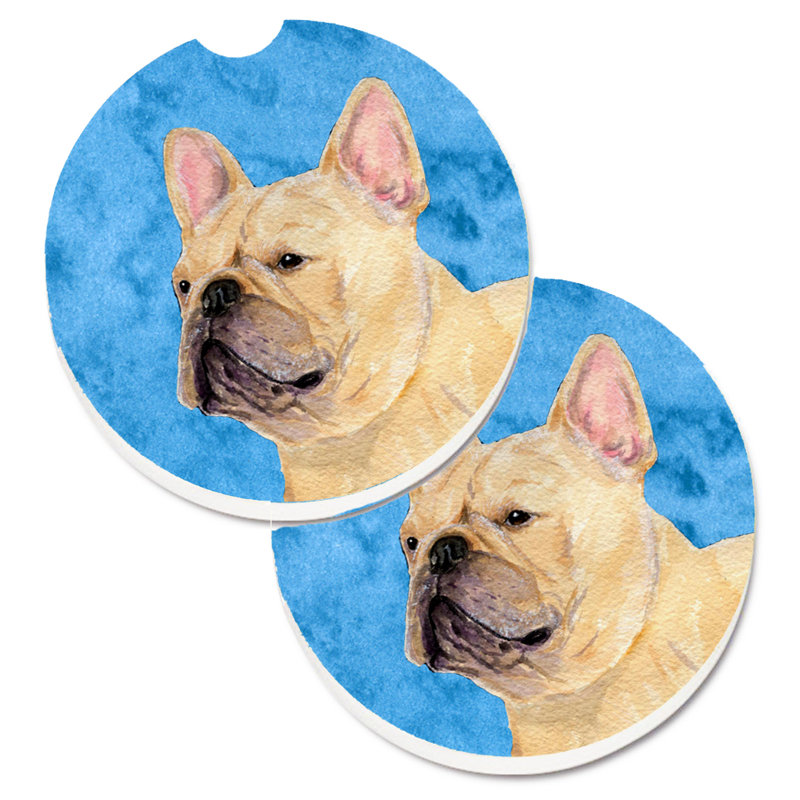 Sous-verre barbu collie voiture, Bouledogue français beige